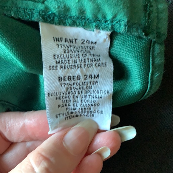 Infant holiday Dress/Jumper green & red with velvet feel - Picture 3 of 3